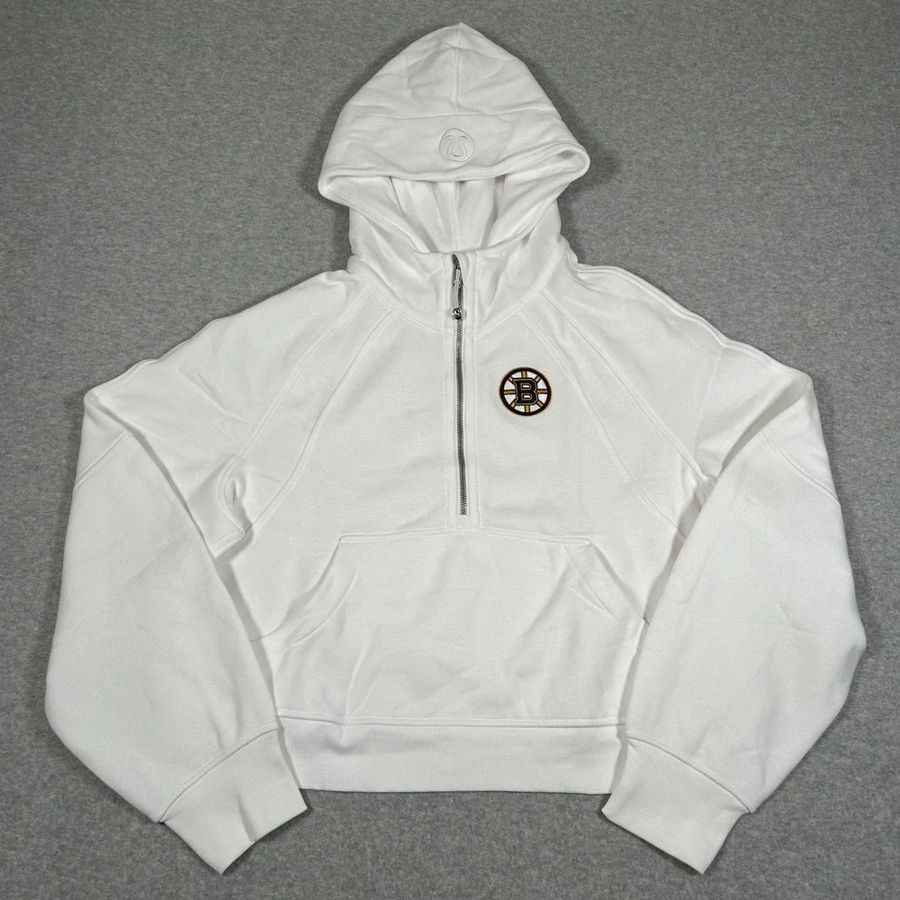 Lululemon Boston Bruins Scuba Hoodie Womens M/L White Oversized Half Zip NEW NET